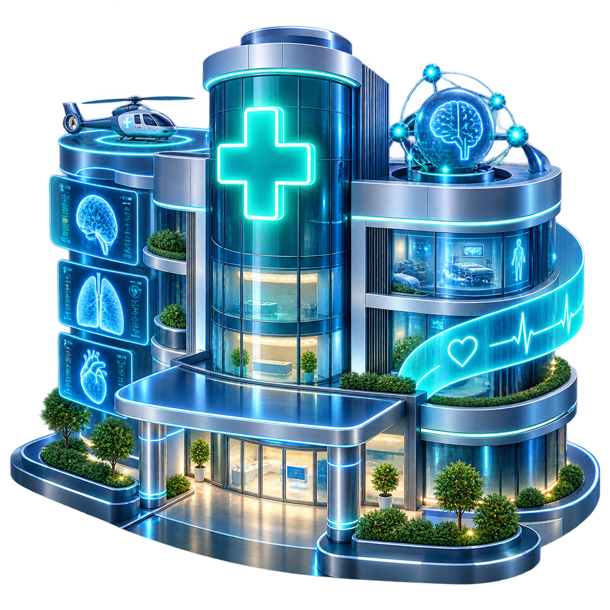 3D Smart Hospital healthcare icon
